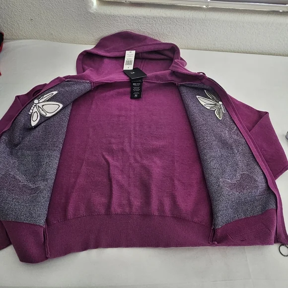 Disney Eeyore Zip Hoodie BoxLunch Exclusive Purple Embroidered Size S - Picture 5 of 11